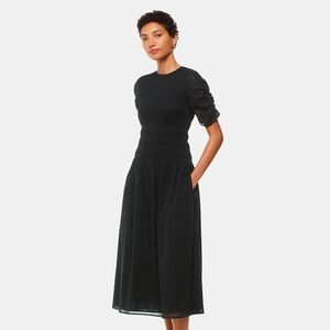Avery Smocked Cotton Dress from Whistles. Black, 16.
